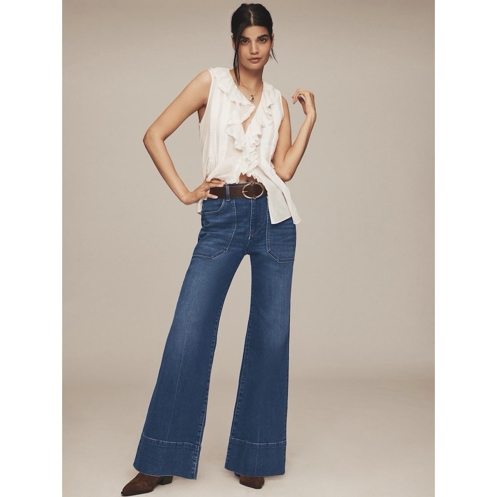 Anthropologie Blue Pilcro The Rylan Relaxed High-Rise Flare Jeans NWT 32W